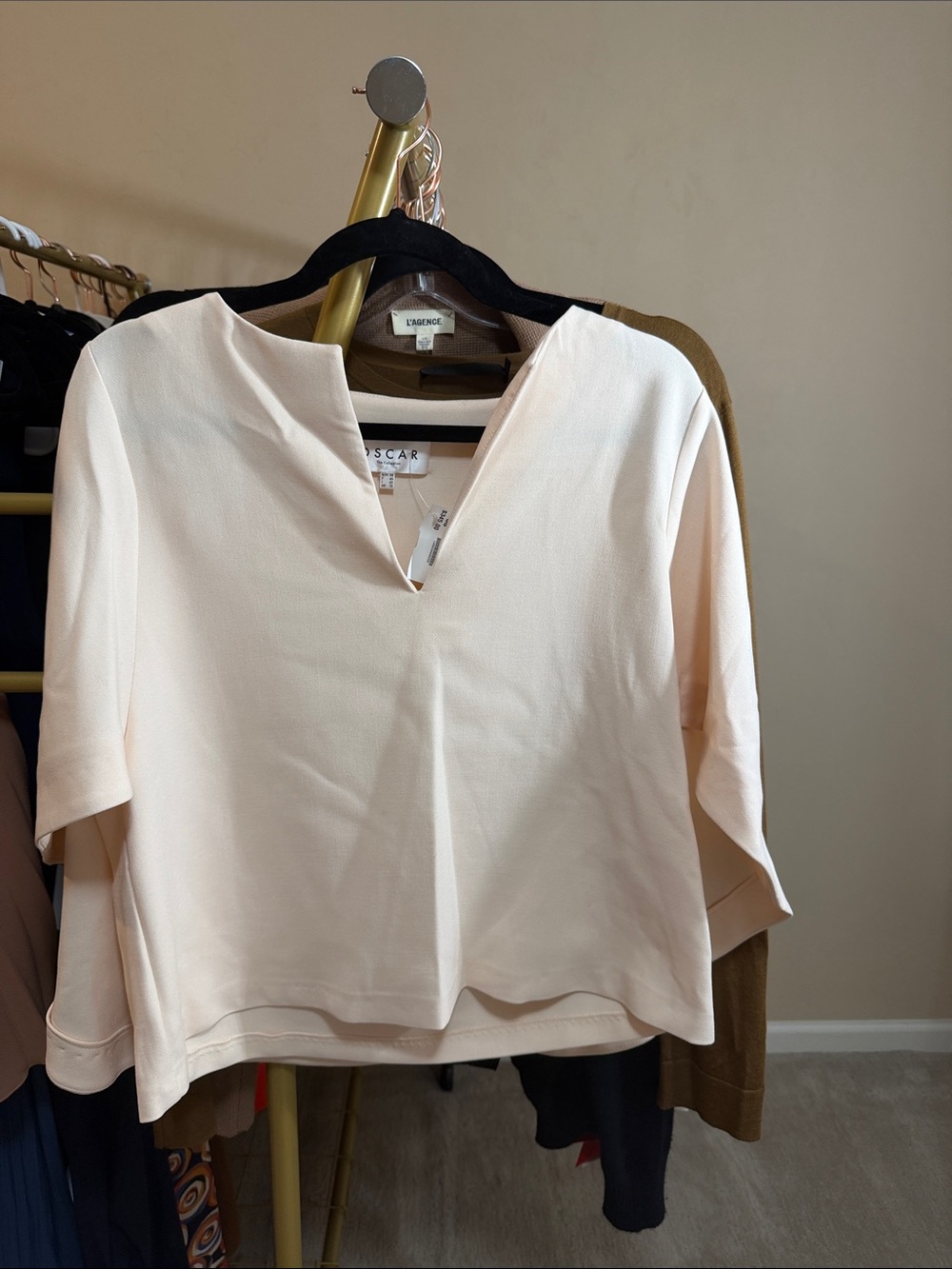 Oscar Cream V-Neck Boxy Tunic